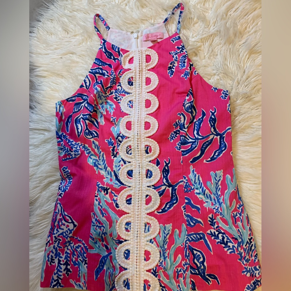 Lilly Pulitzer  Annabelle Halter top pink Samba print Blouse size 2